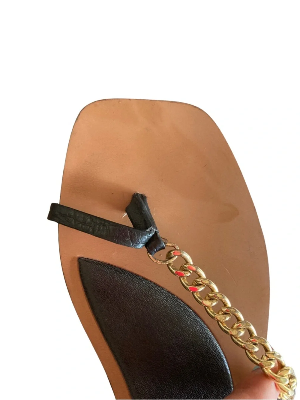 SOLD - Zara Flat Thong Chain Slip-On Sandals Size 37 - Picture 7 of 9